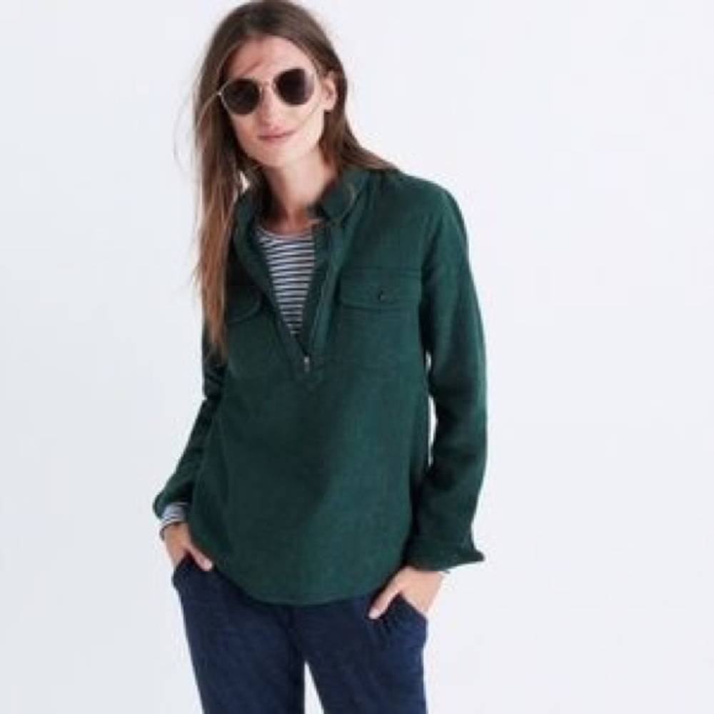 Madewell Flannel Zip-Front Popover Shirt